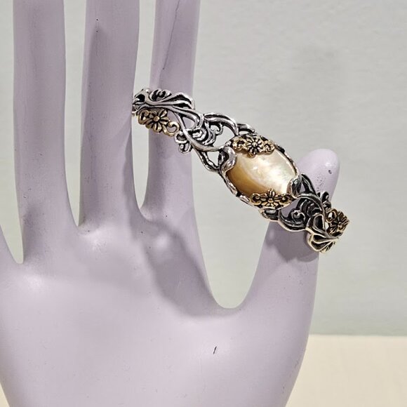 CAROLYN POLLACK Relios Sterling Silver 925 & Brass Ornate Tigers Eye Bracelet - Picture 5 of 16